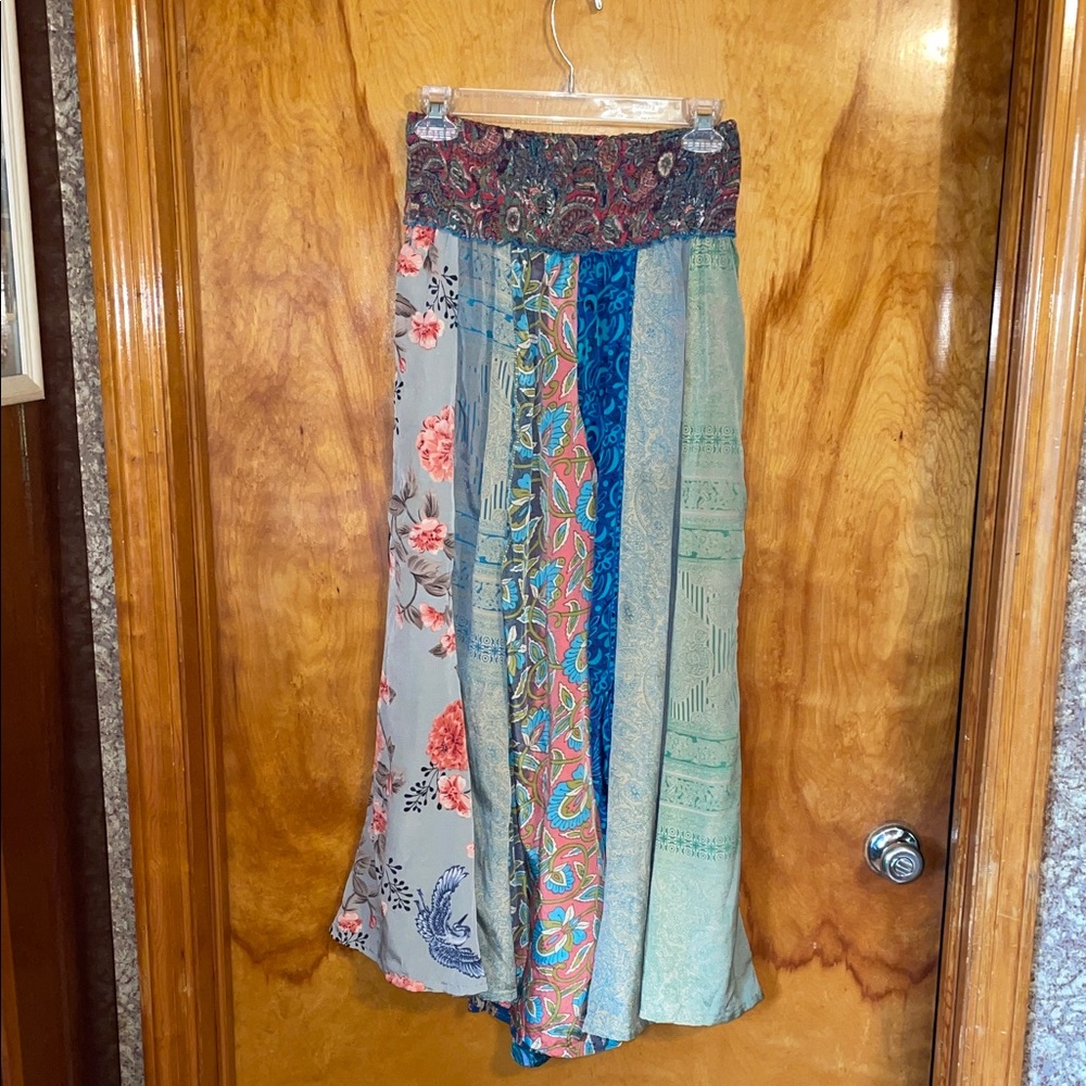 Positano By Jean Paul Multicolor Patchwork Wide Leg Flowy Pants Size Medium - Picture 13 of 14